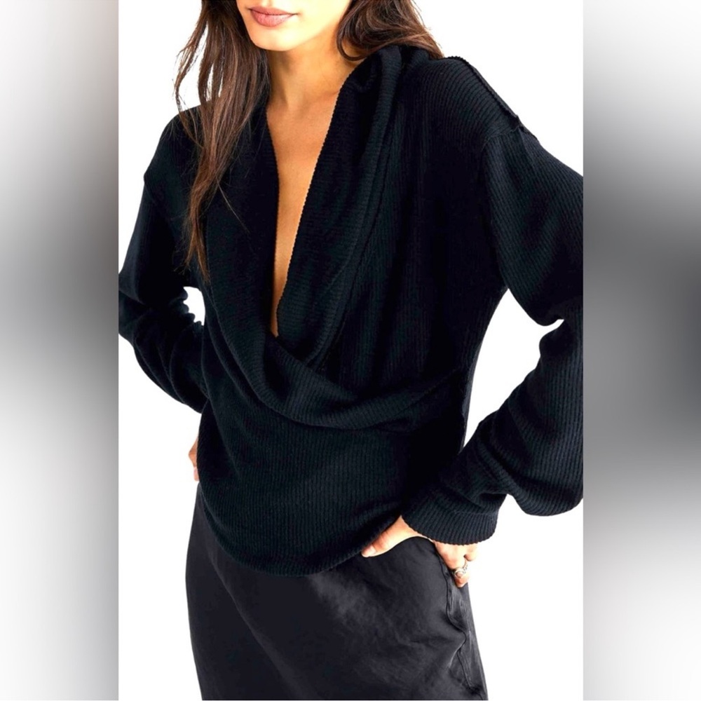 Free People Black Long Sleeve Top
